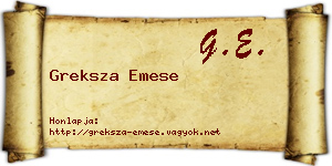 Greksza Emese névjegykártya